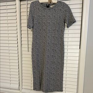 LOFT Monochrome Patterned Midi Dress